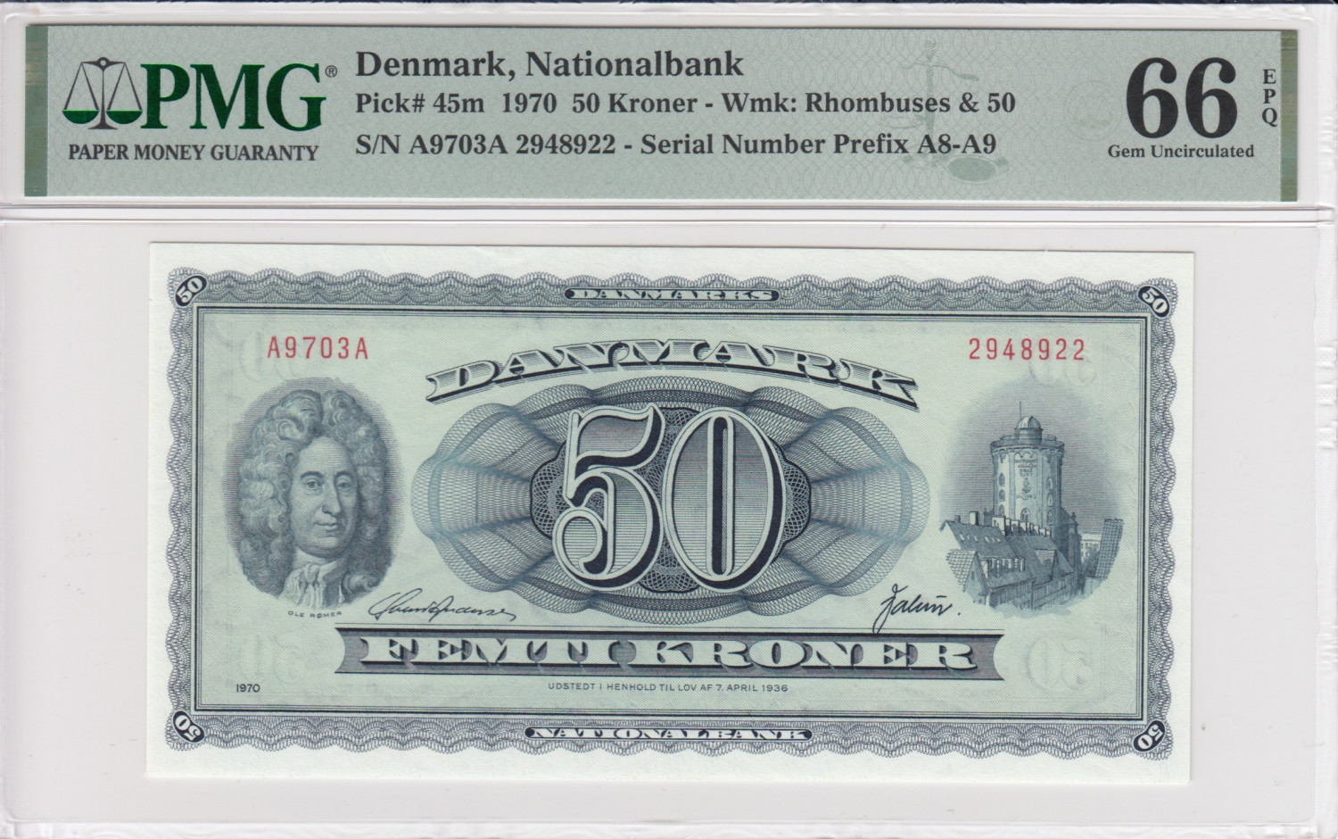 Denmark 50 Kroner 1970 - PMG 66 EPQ Gem Uncirculated - Lot №2757. Auction  Coins.ee
