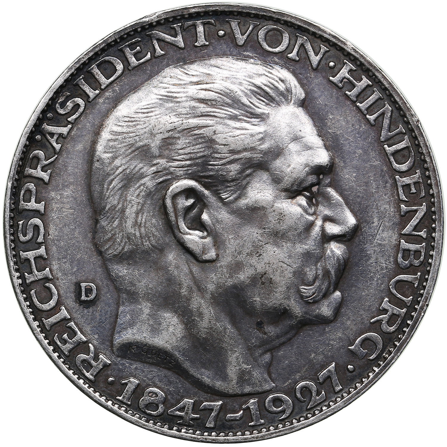 Germany (Weimar Republic) Silver Medal in size 5 mark 1927 D
