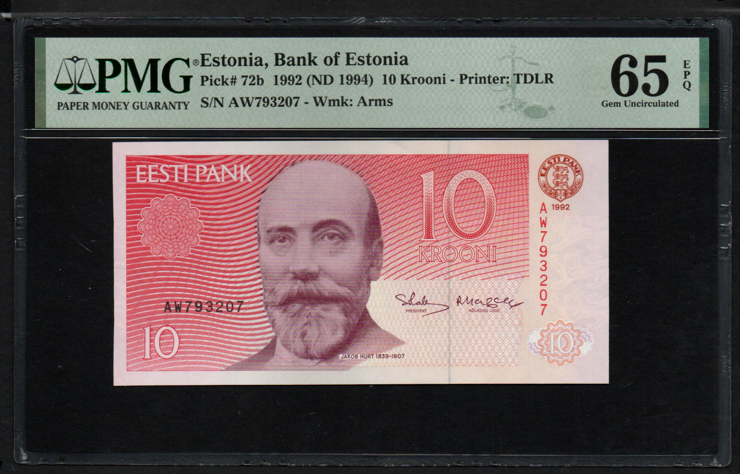 Estonia 10 Krooni 1992 94 PMG 65 EPQ Gem Unciculated Positsioon Estonia 10 Krooni 1992 94 PMG 65 EPQ Gem Unciculated Positsioon