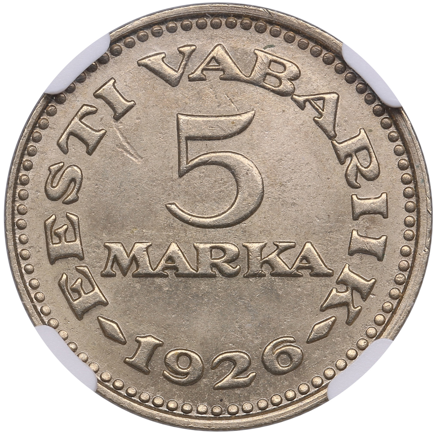 Estonia 5 Marka 1926 - NGC MS 62 - Lot №76. Auction Coins.ee